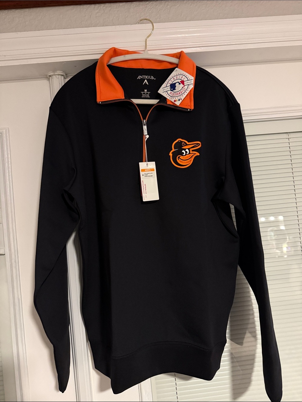 Antigua Black and Orange Baltimore Orioles Quarter-Zip Pullover